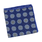 Blue White Medallion Pocket Square