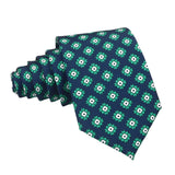 Navy Blue Green Floral Necktie