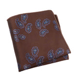 Brown Blue Paisley Pocket Square