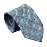 Light Blue Red Geometric Necktie