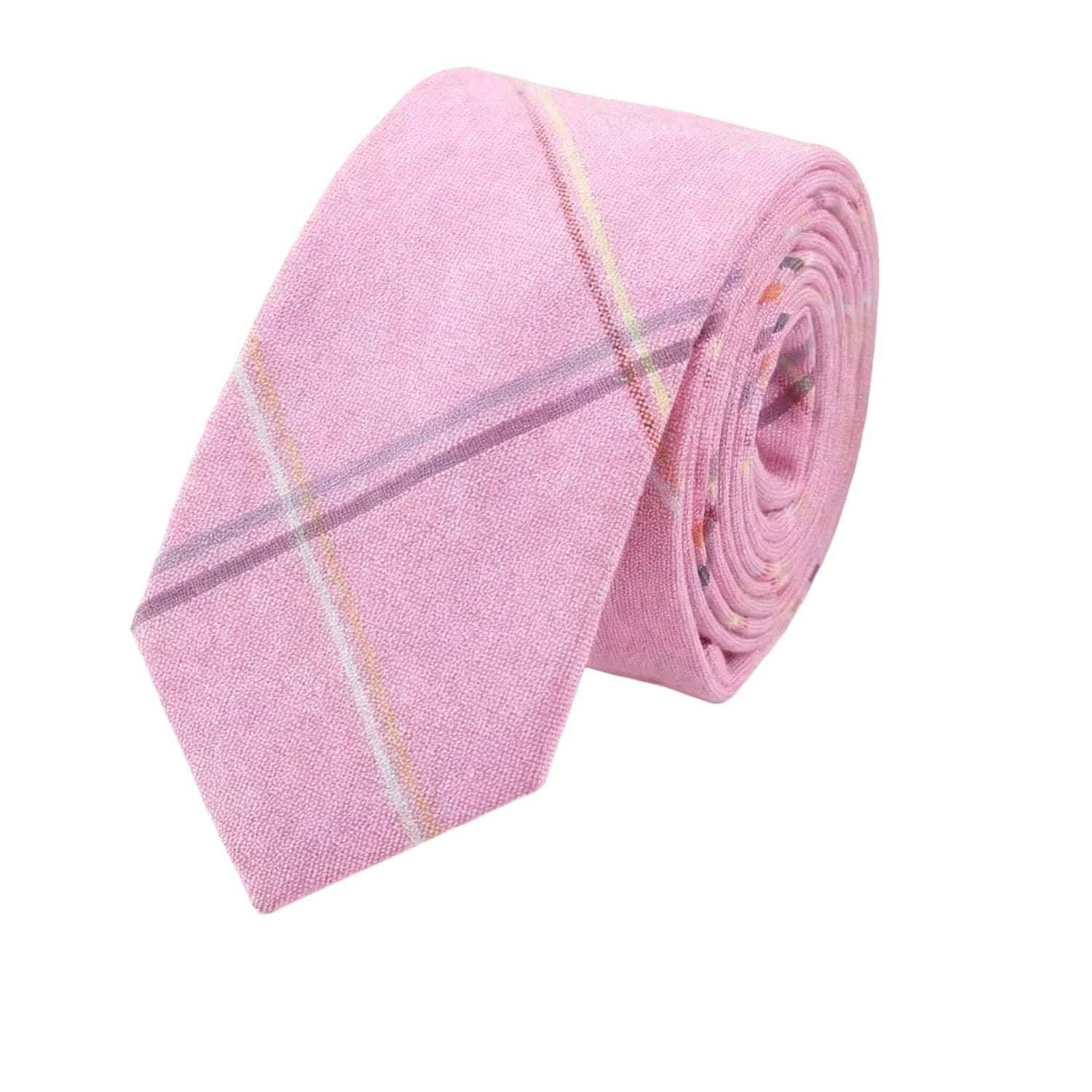 Pink Necktie With Gray Crossed Lines