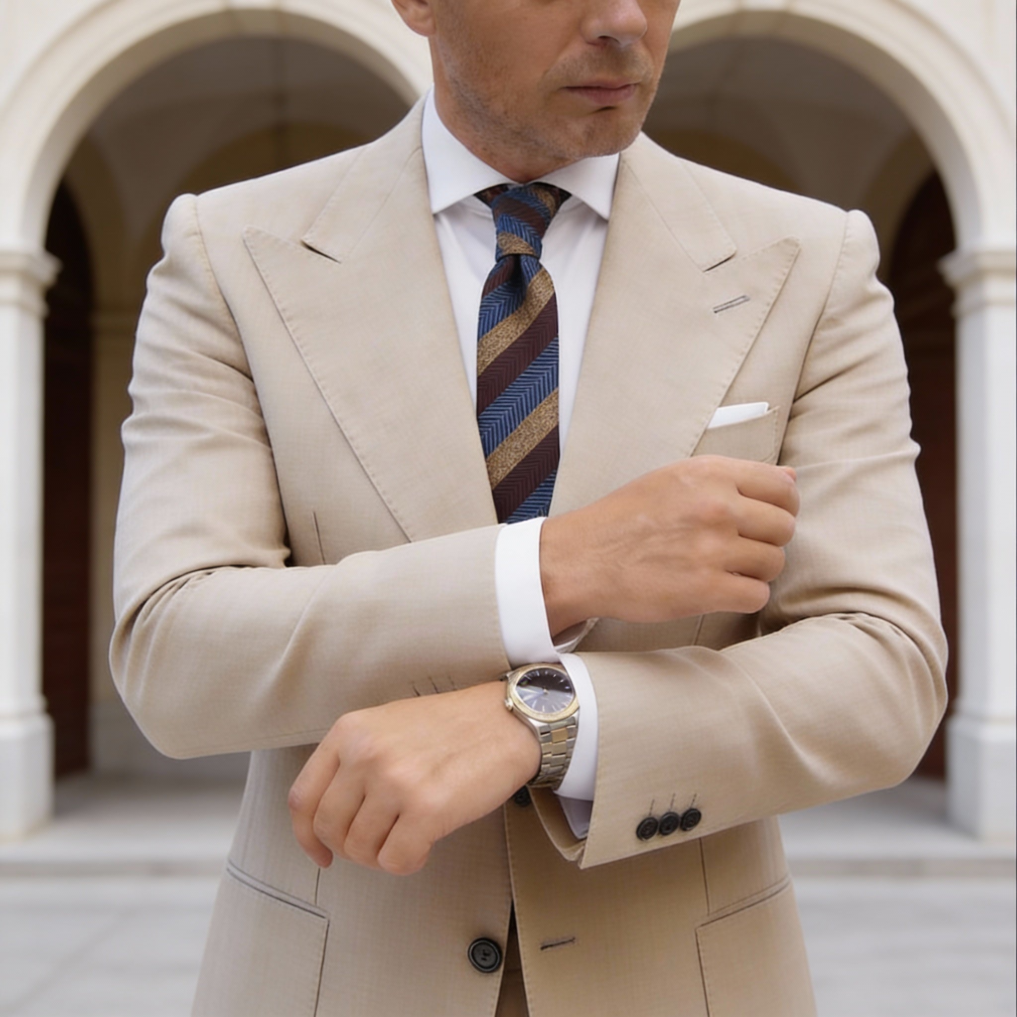 Blue & Brown Striped Necktie