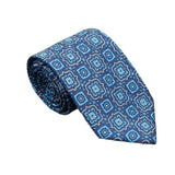 Dark Blue with Light Blue Geometric Medallion Necktie