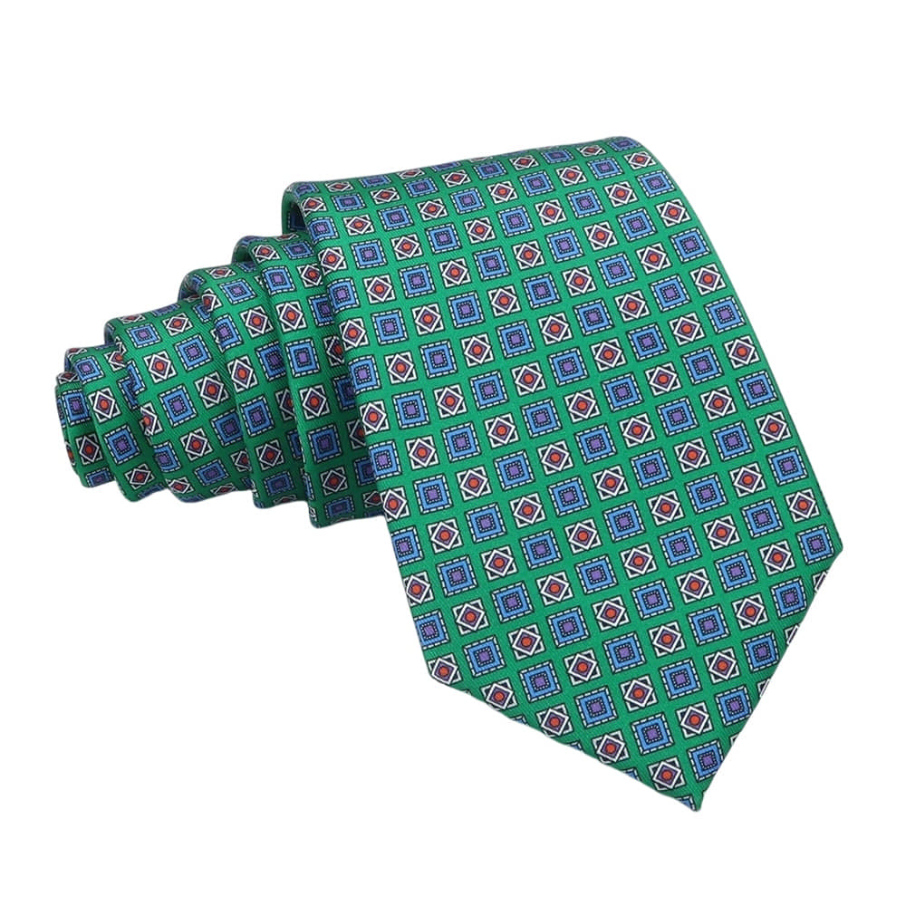 Green Blue Geometric Necktie