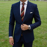 Black With Orange & Beige Striped Herringbone Necktie