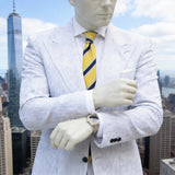 Yellow With Navy Blue Diagonal Stripes Necktie