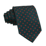 Dark Green Red Geometric Necktie
