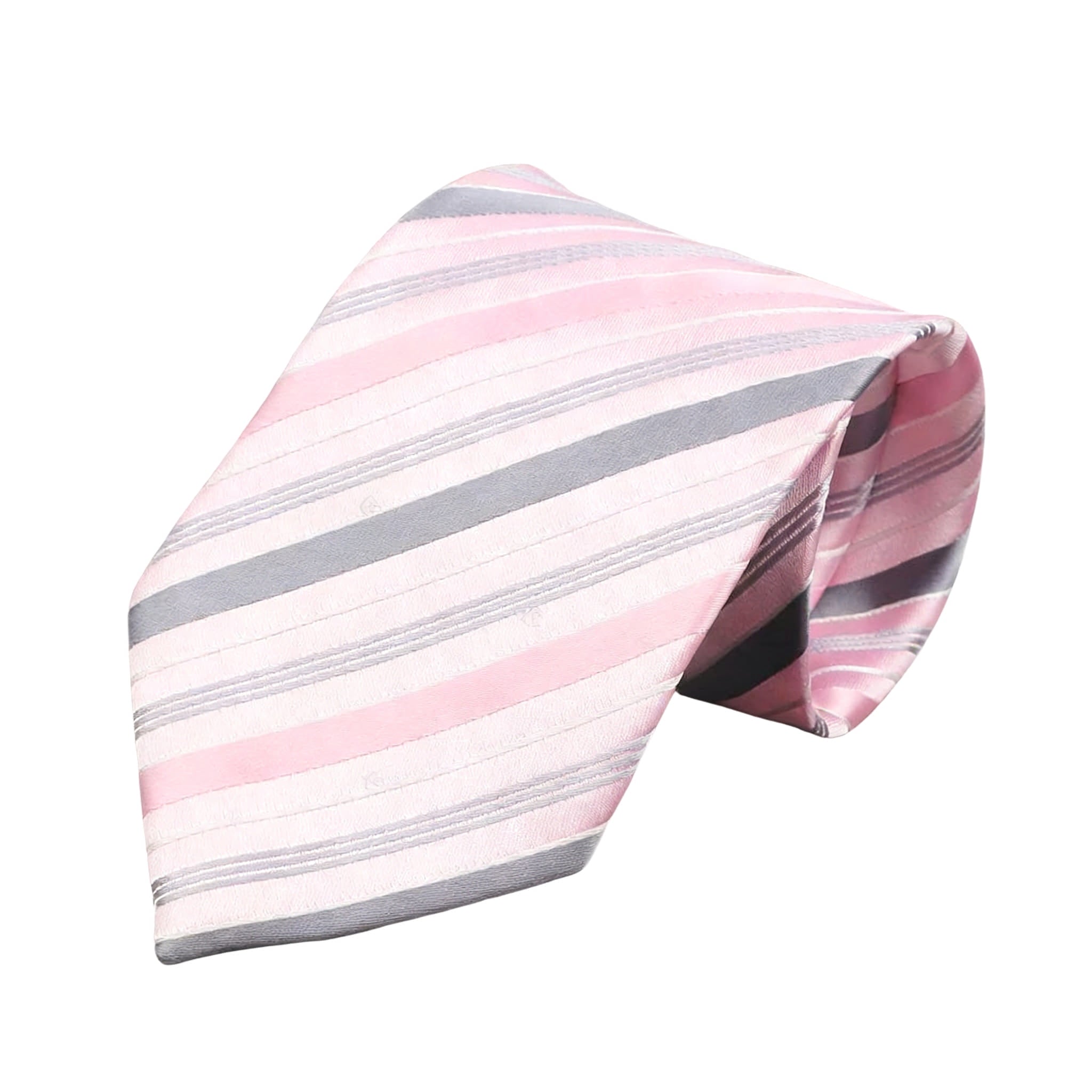 Pink Gray Striped Necktie