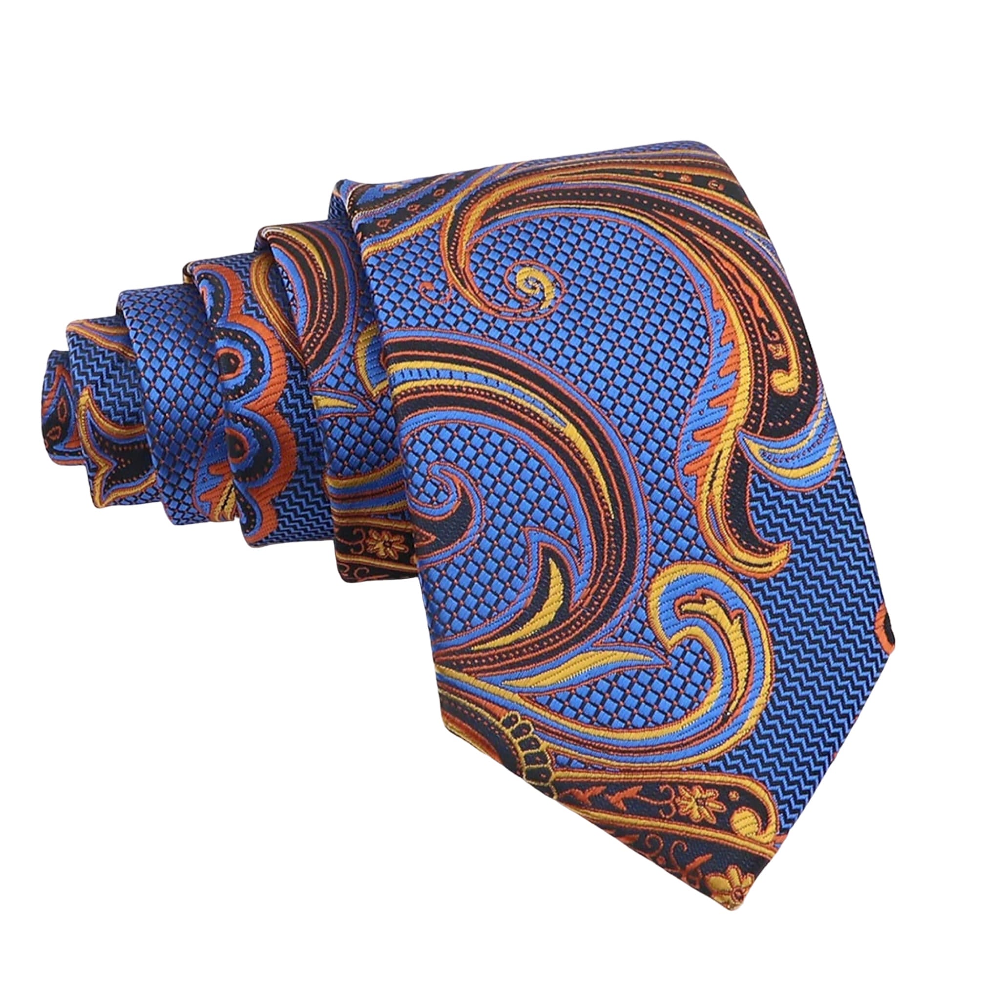 Blue Orange Paisley Necktie