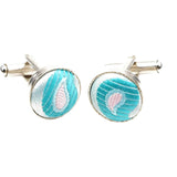 Turquoise Pink Paisley Cufflink
