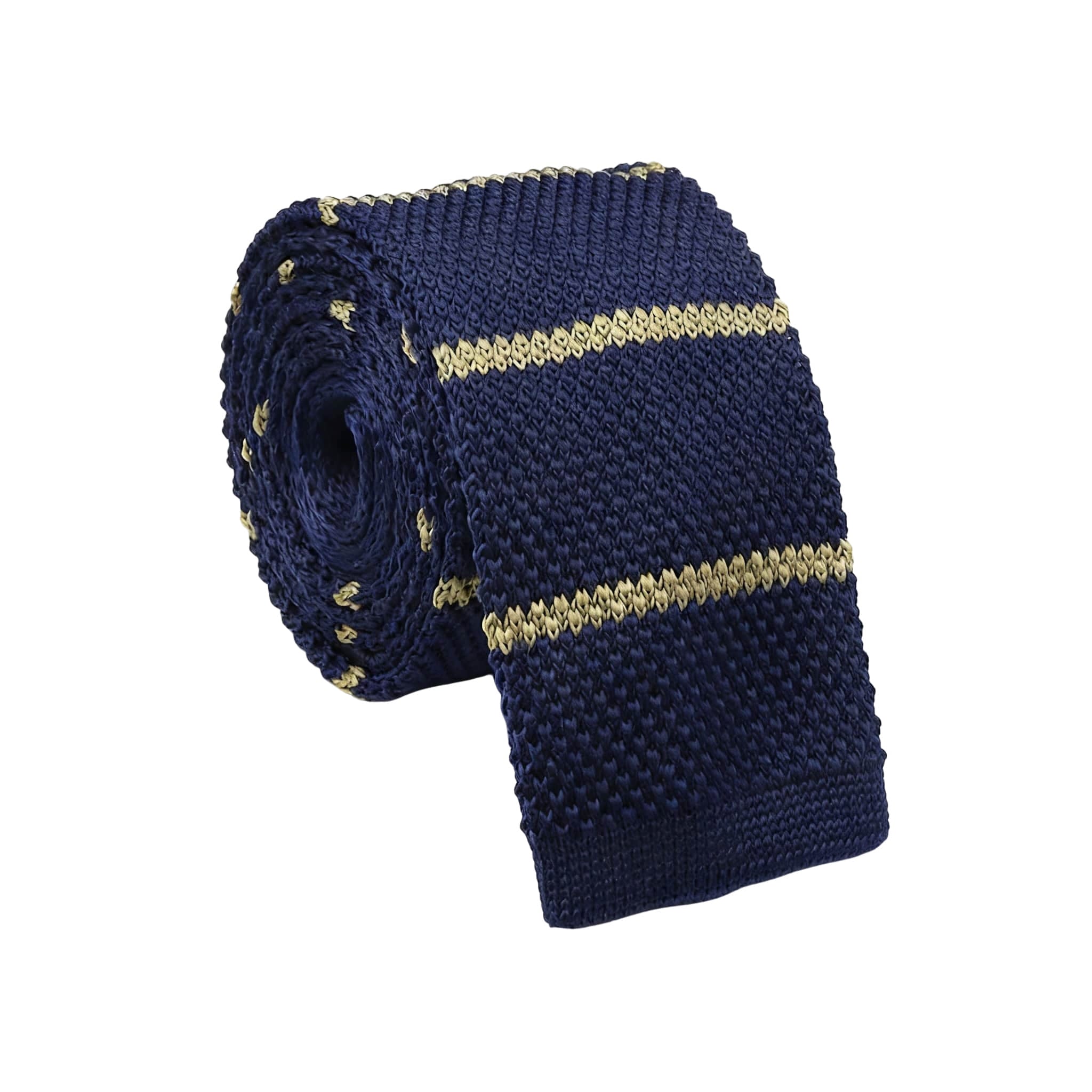 Navy Blue Gold Striped Necktie