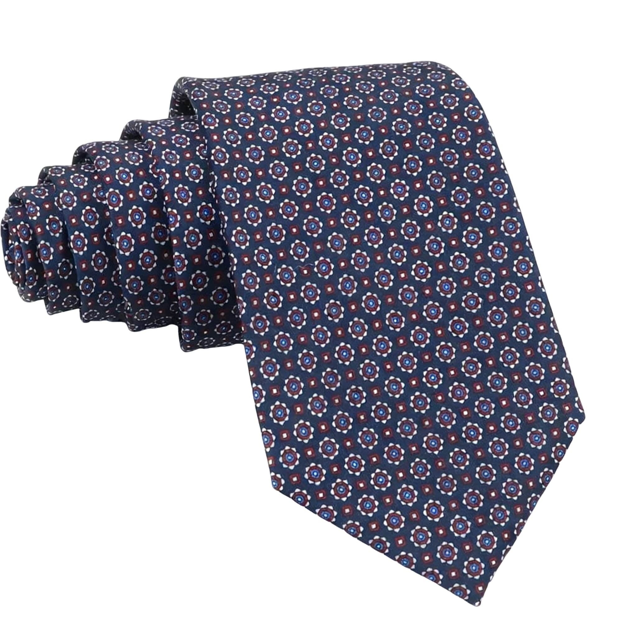 Navy Blue Red Floral Necktie