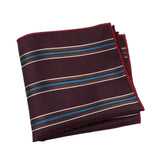 Burgundy Blue Striped Pocket Square