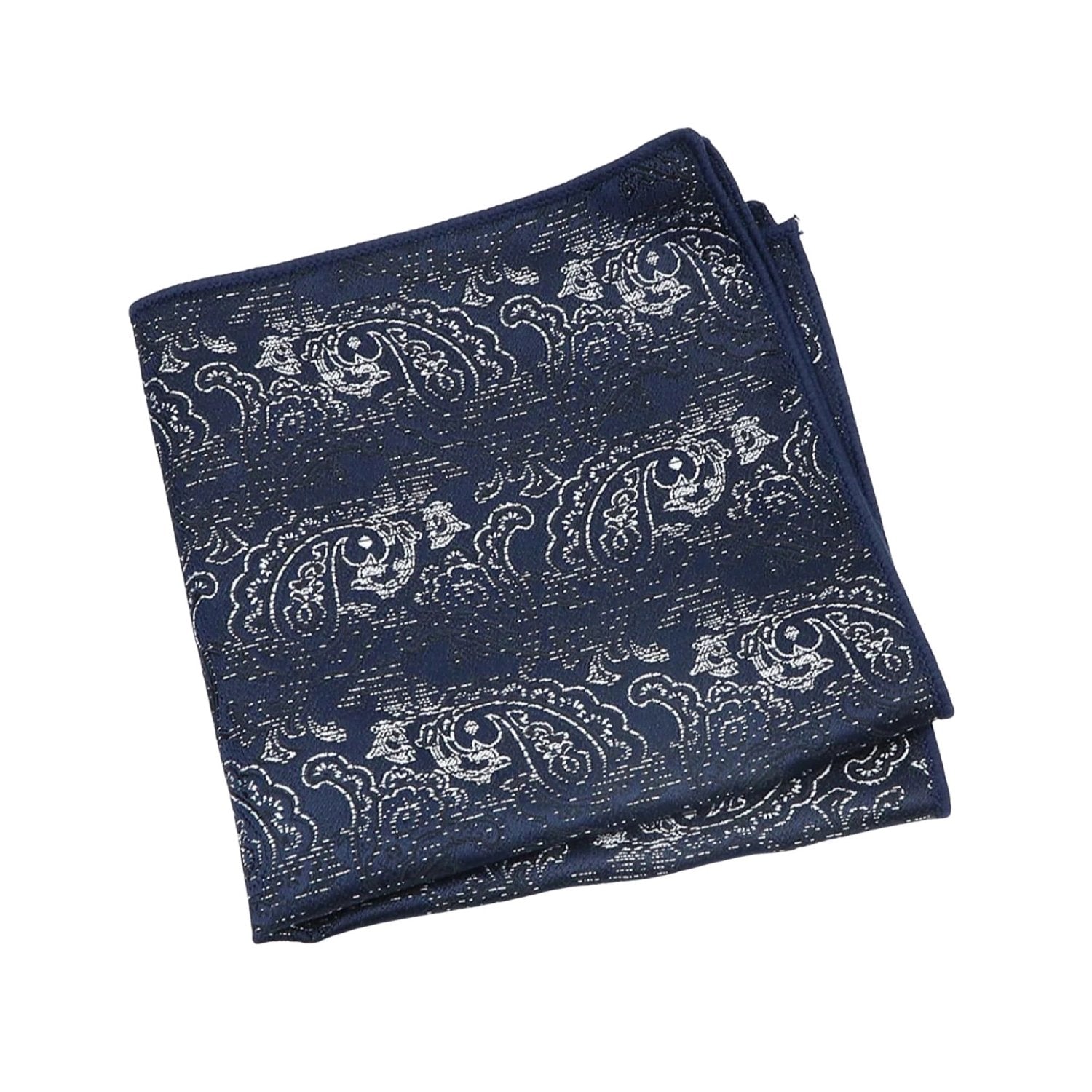 Navy Blue With White Paisley Pocket Square
