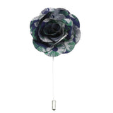 Navy Blue Green Floral Lapel Pin