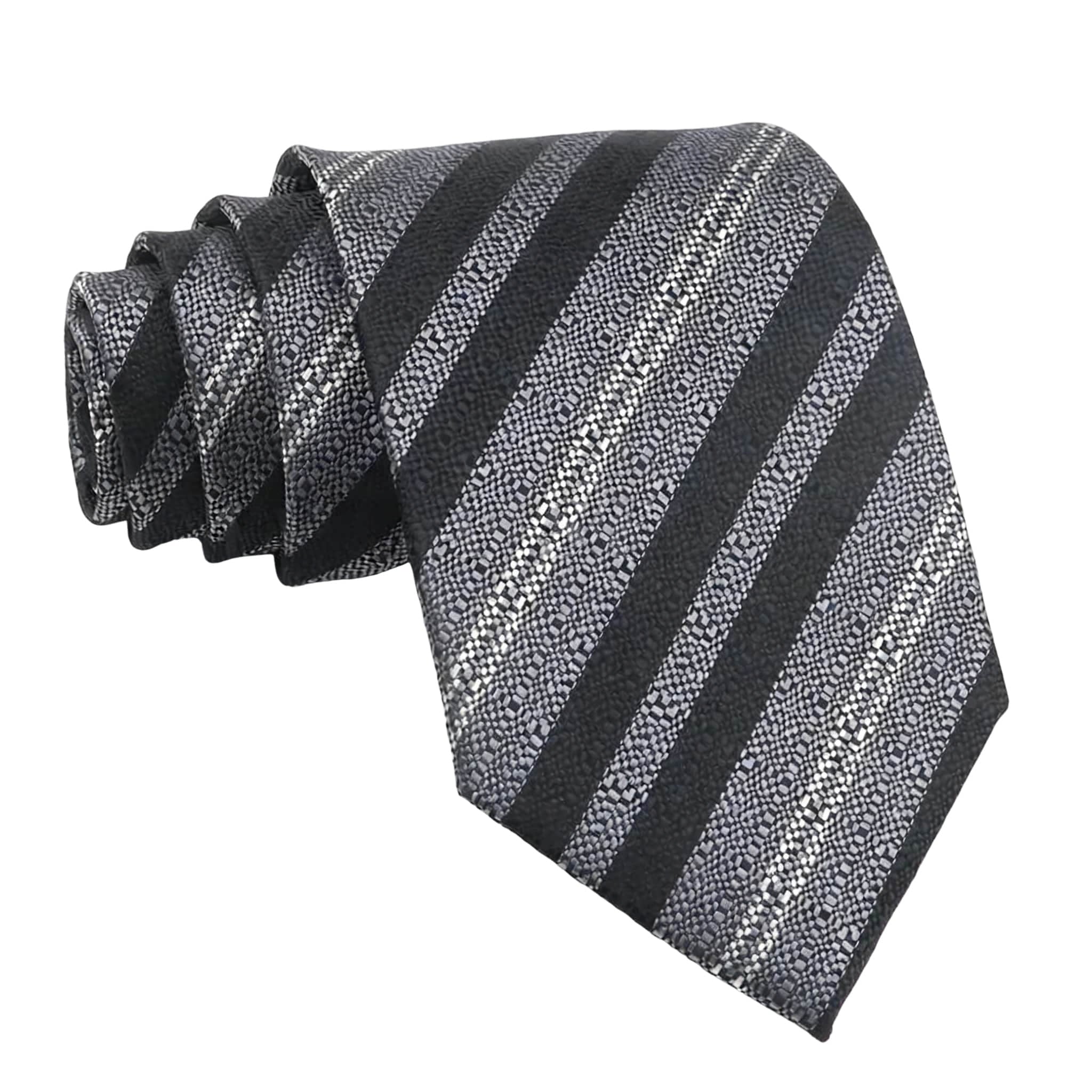 Black Gray Striped Necktie