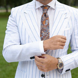 Orange With Gray Paisley Necktie