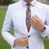 Orange With Gray Paisley Necktie