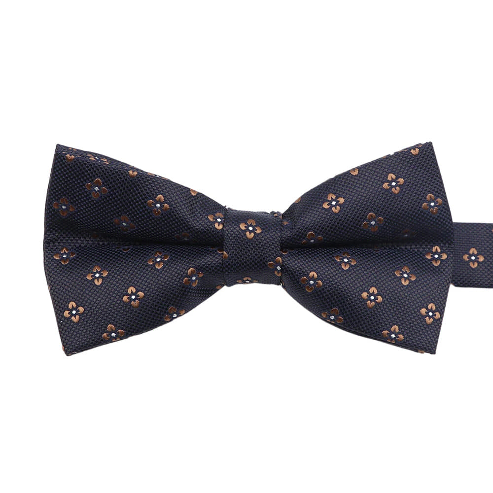 Navy Blue Gold Floral Bowtie