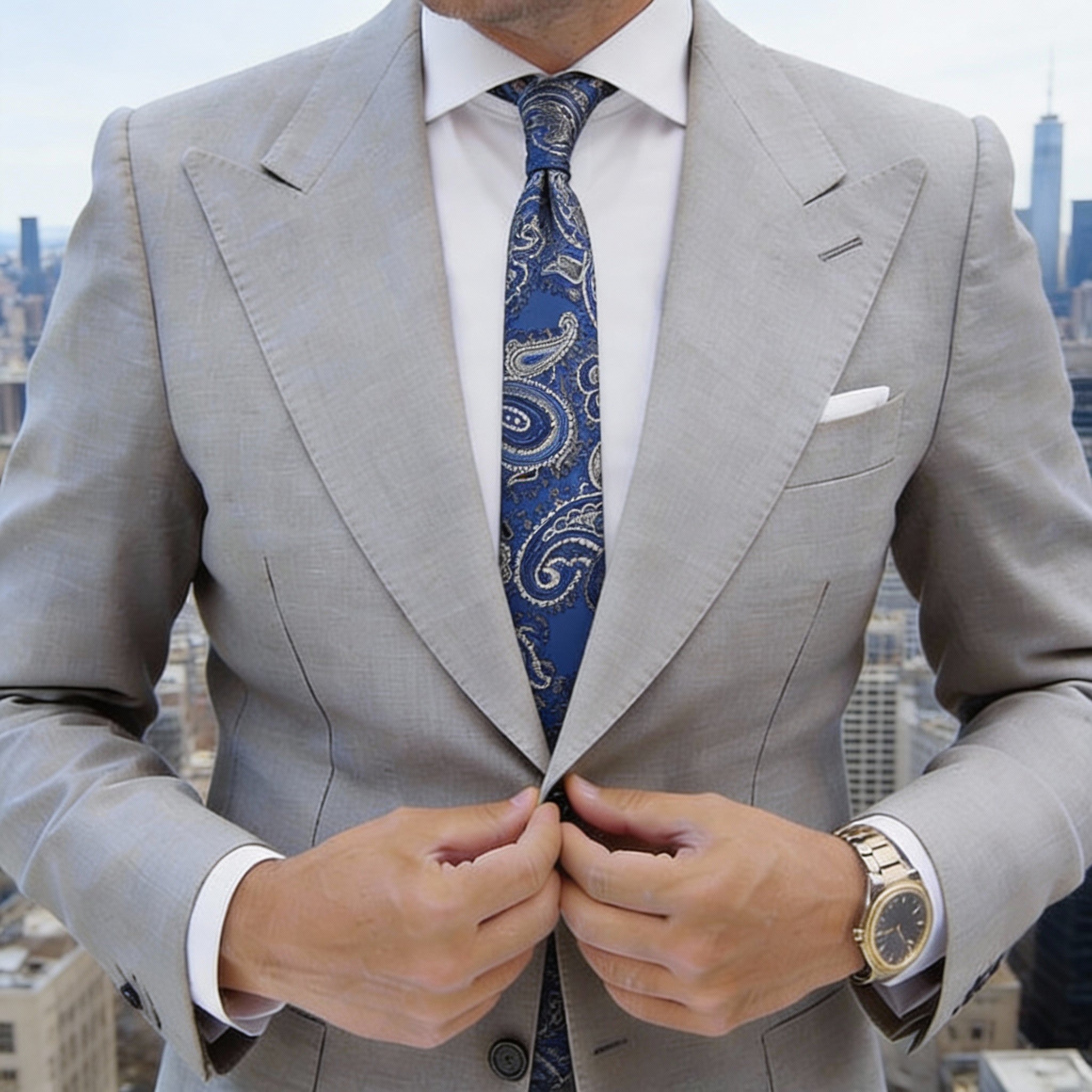 Blue With Silver Paisley Necktie