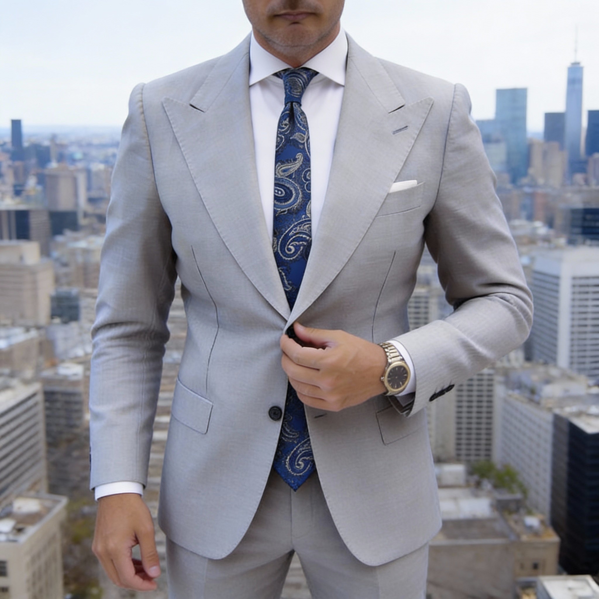 Blue With Silver Paisley Necktie