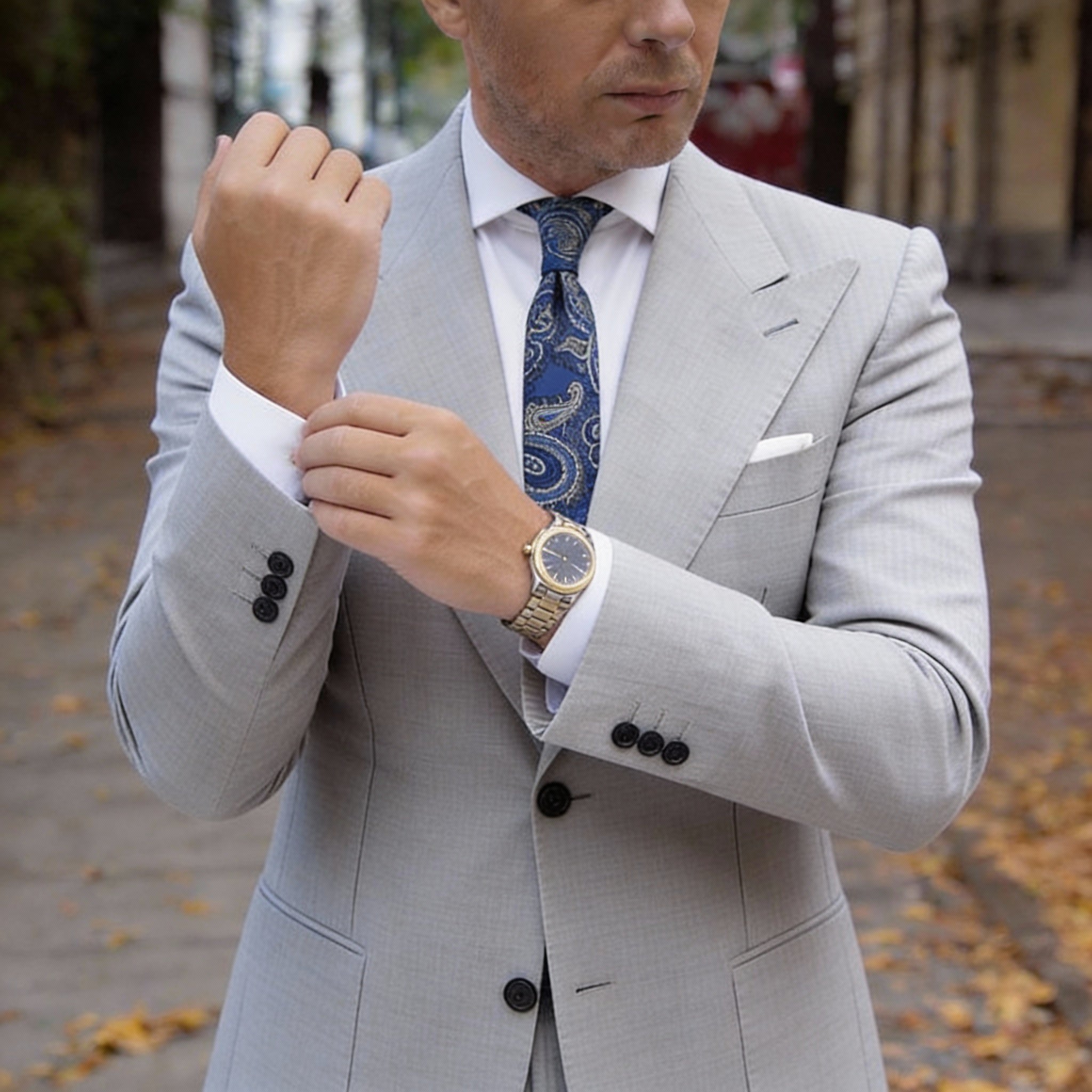 Blue With Silver Paisley Necktie