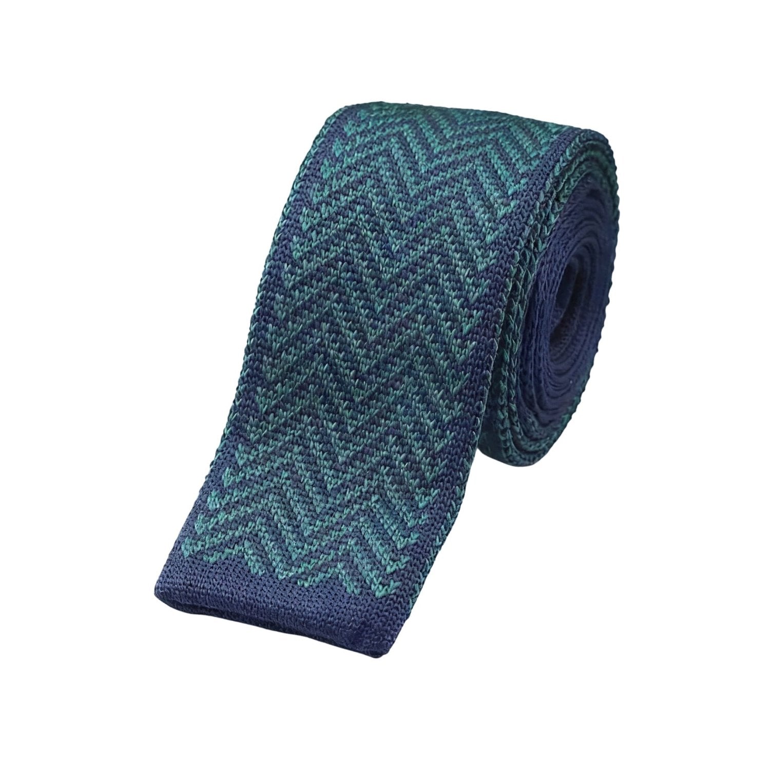 Dark Blue With Teal Chevron Necktie