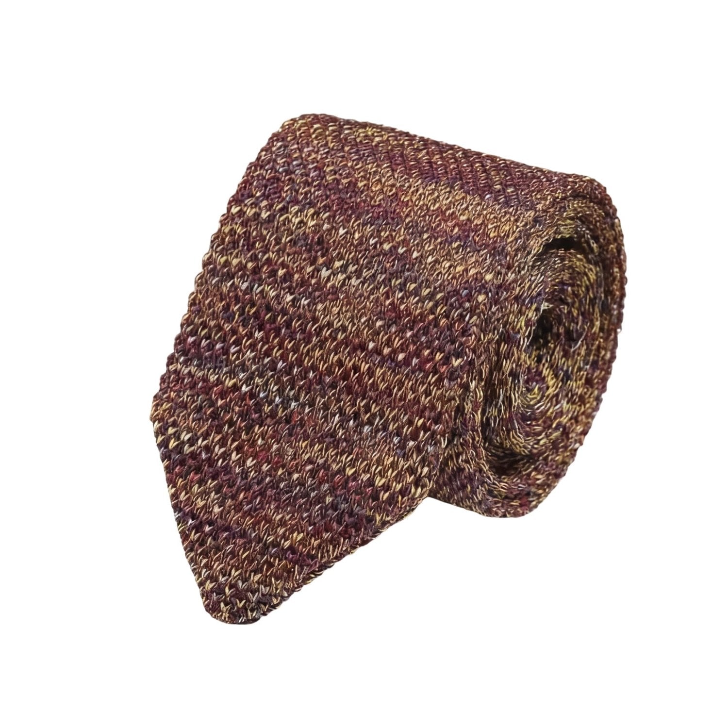 Dark Red With Gold Knit Necktie