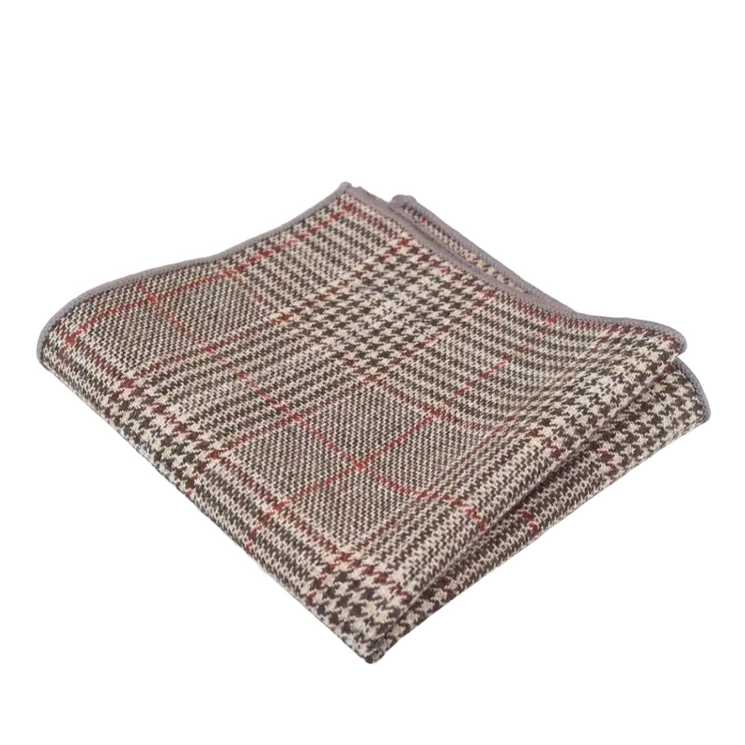 Light Brown With Red Plaid Pocket Square
