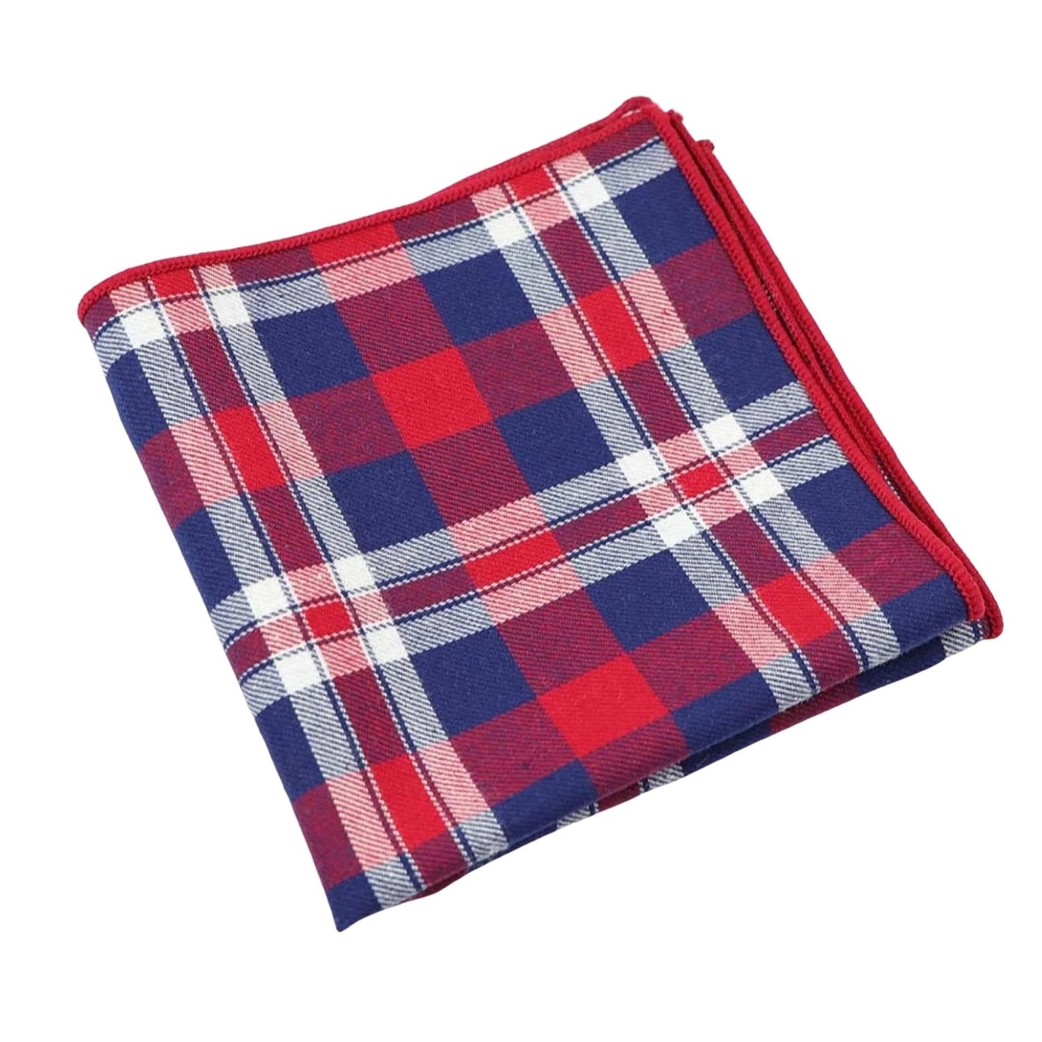 Red with Blue White Plaid Pocket Square
