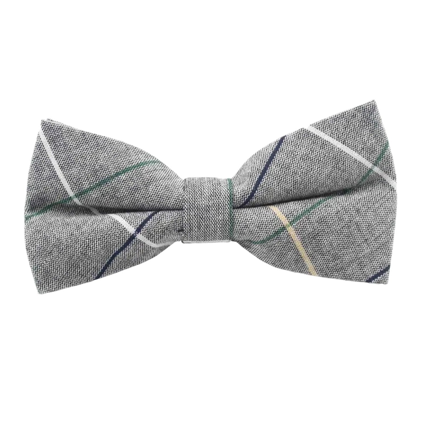 Gray With Green Plaid Bowtie