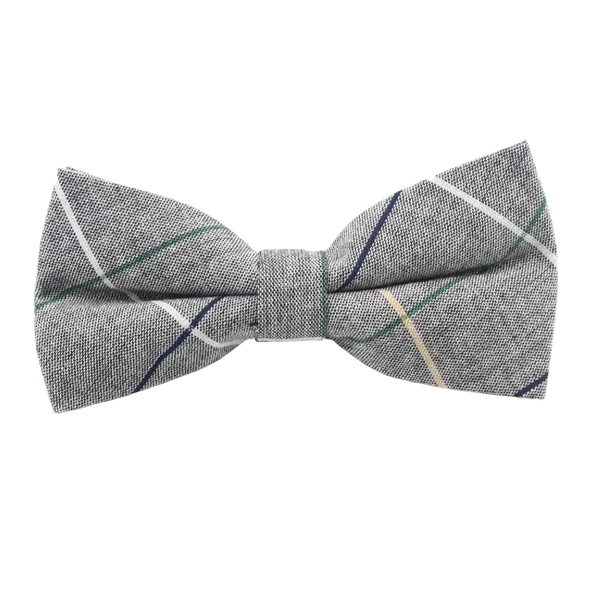 Gray Plaid Bow Tie