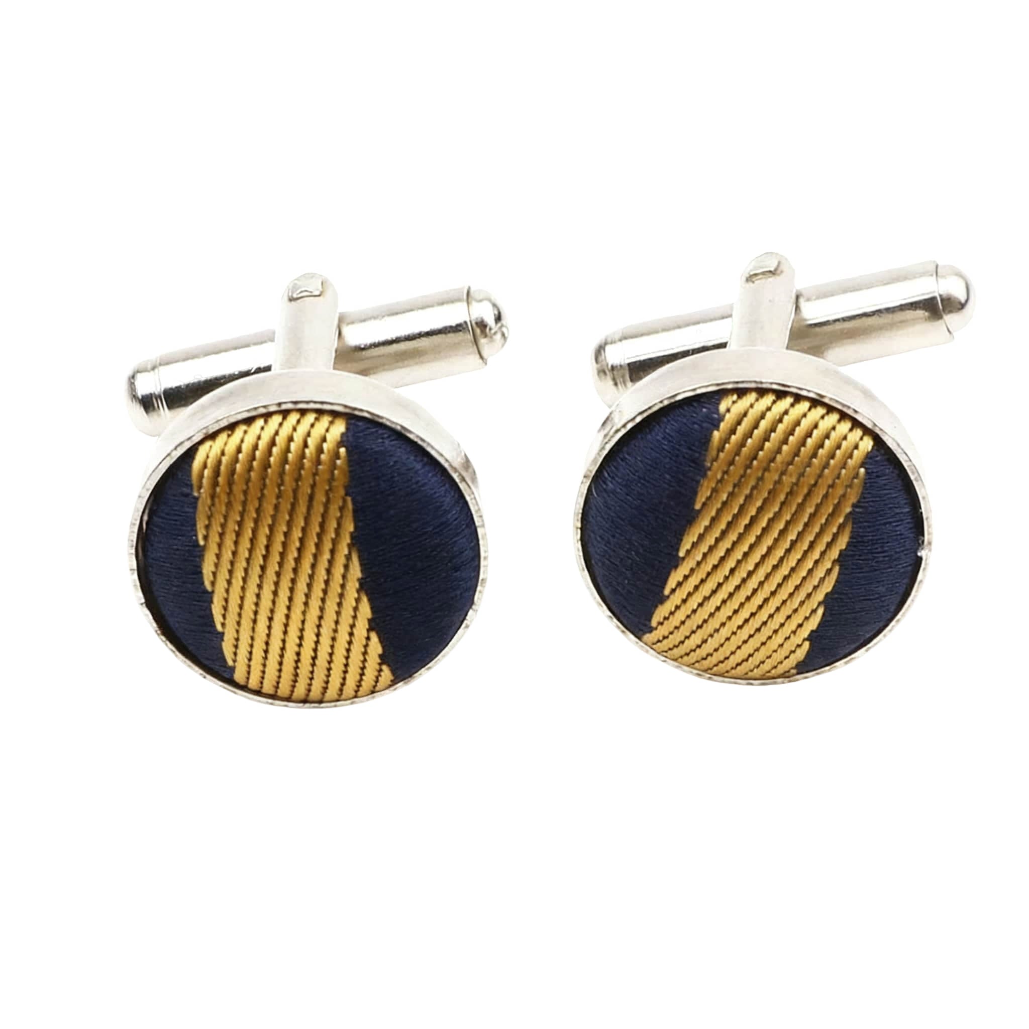 Navy Blue Gold Striped Cufflink
