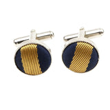 Navy Blue Gold Striped Cufflink