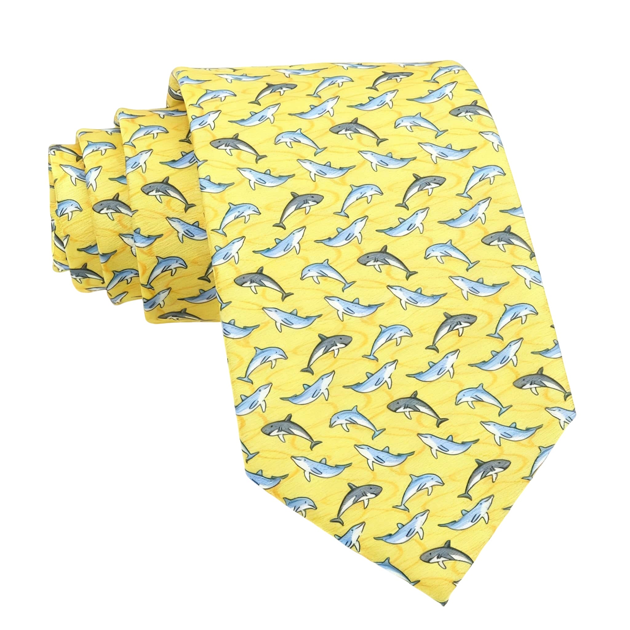 Yellow Blue Dolphin Necktie