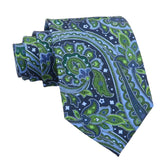 Navy Blue Green Paisley Necktie