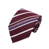 Burgundy White Striped Necktie