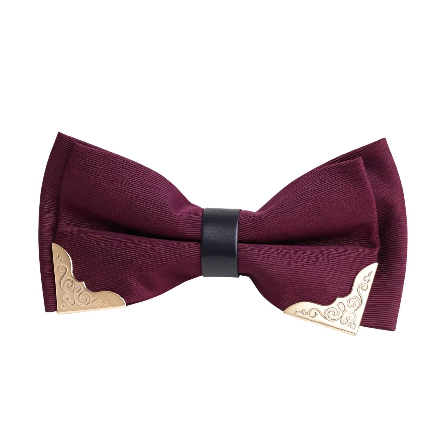 Burgundy With Gold Scrollwork Bowtie
