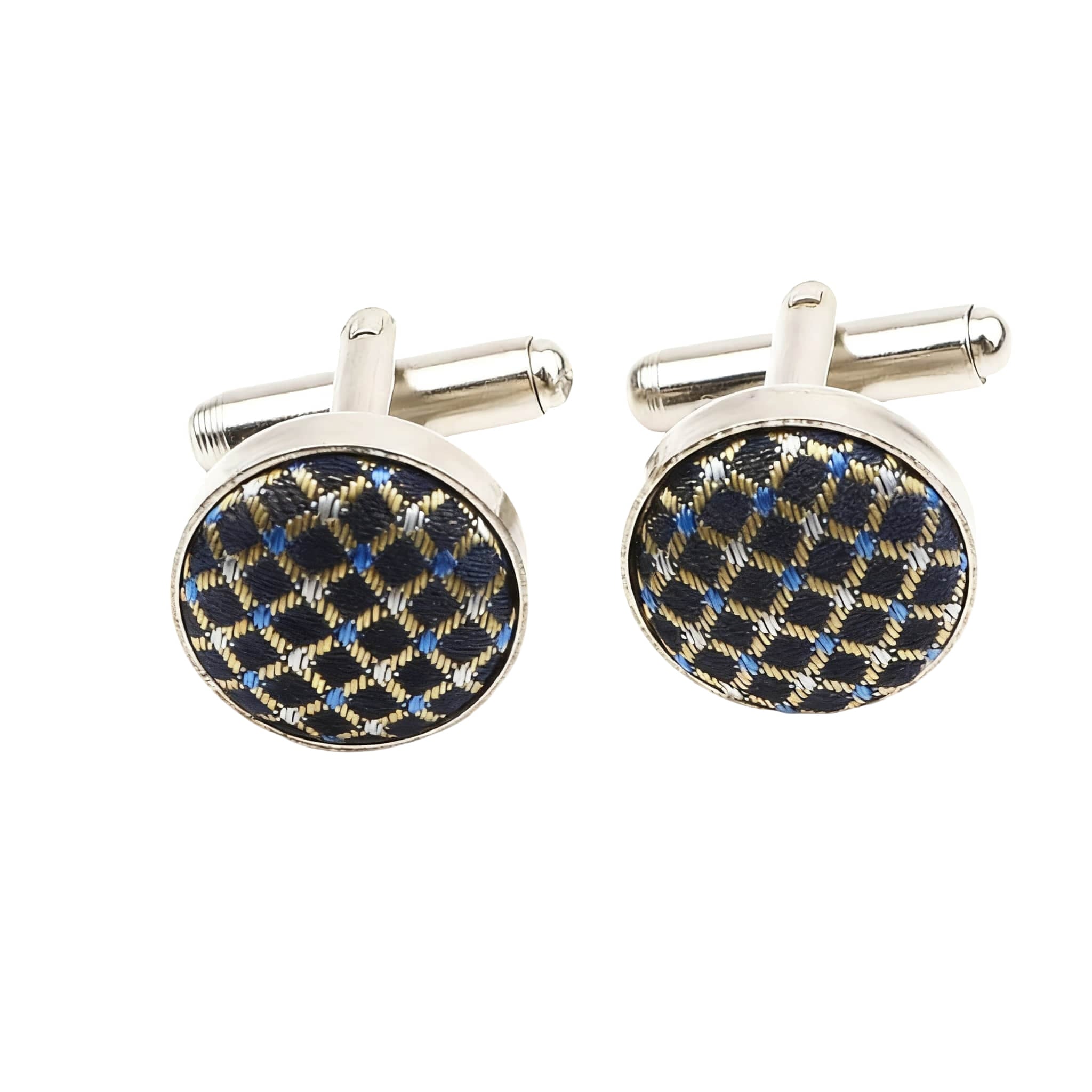 Navy Blue Yellow Checkered Cufflink