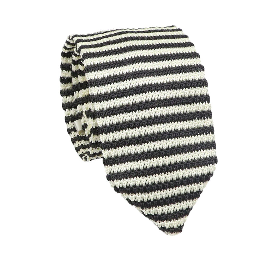 Gray White Striped Necktie