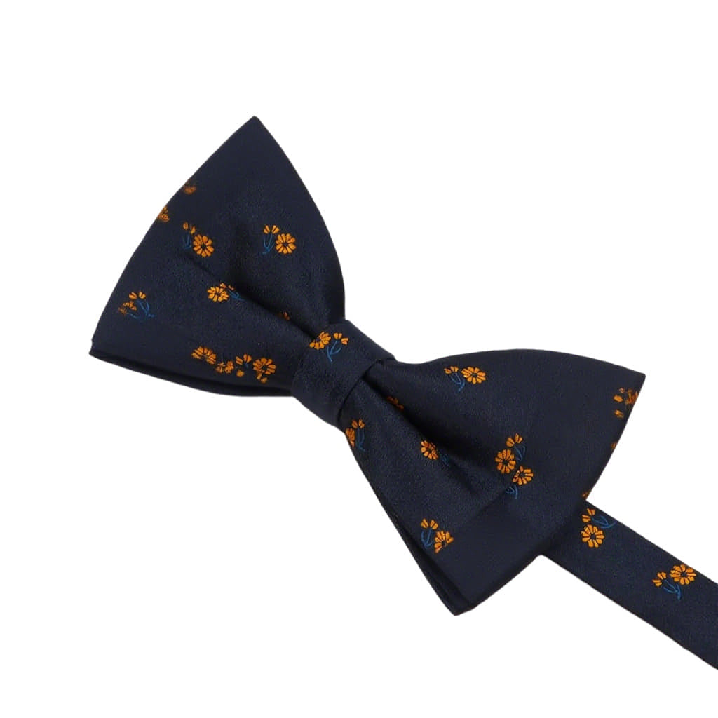 Navy Blue Yellow Floral Bowtie