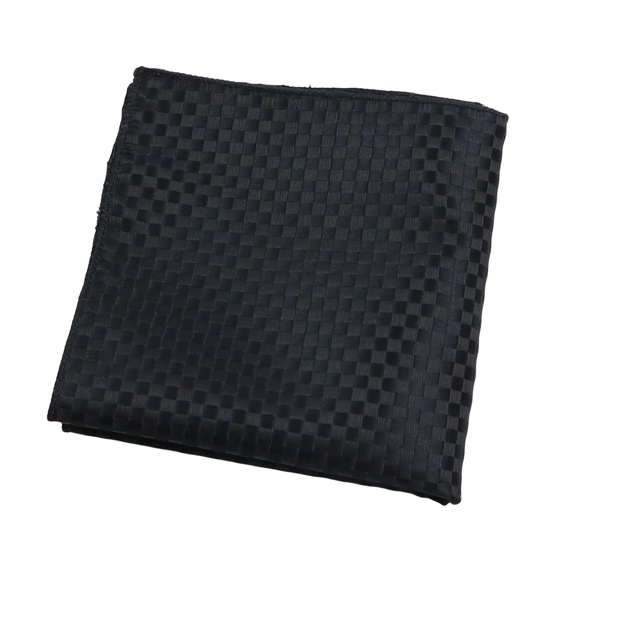 Black Black Checkered Pocket Square