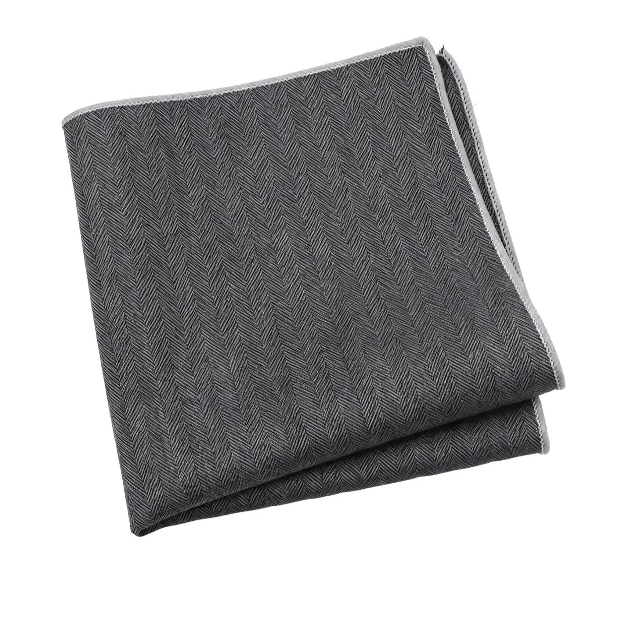 Gray Gray Herringbone Pocket Square