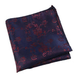 Navy Red Floral Pocket Square