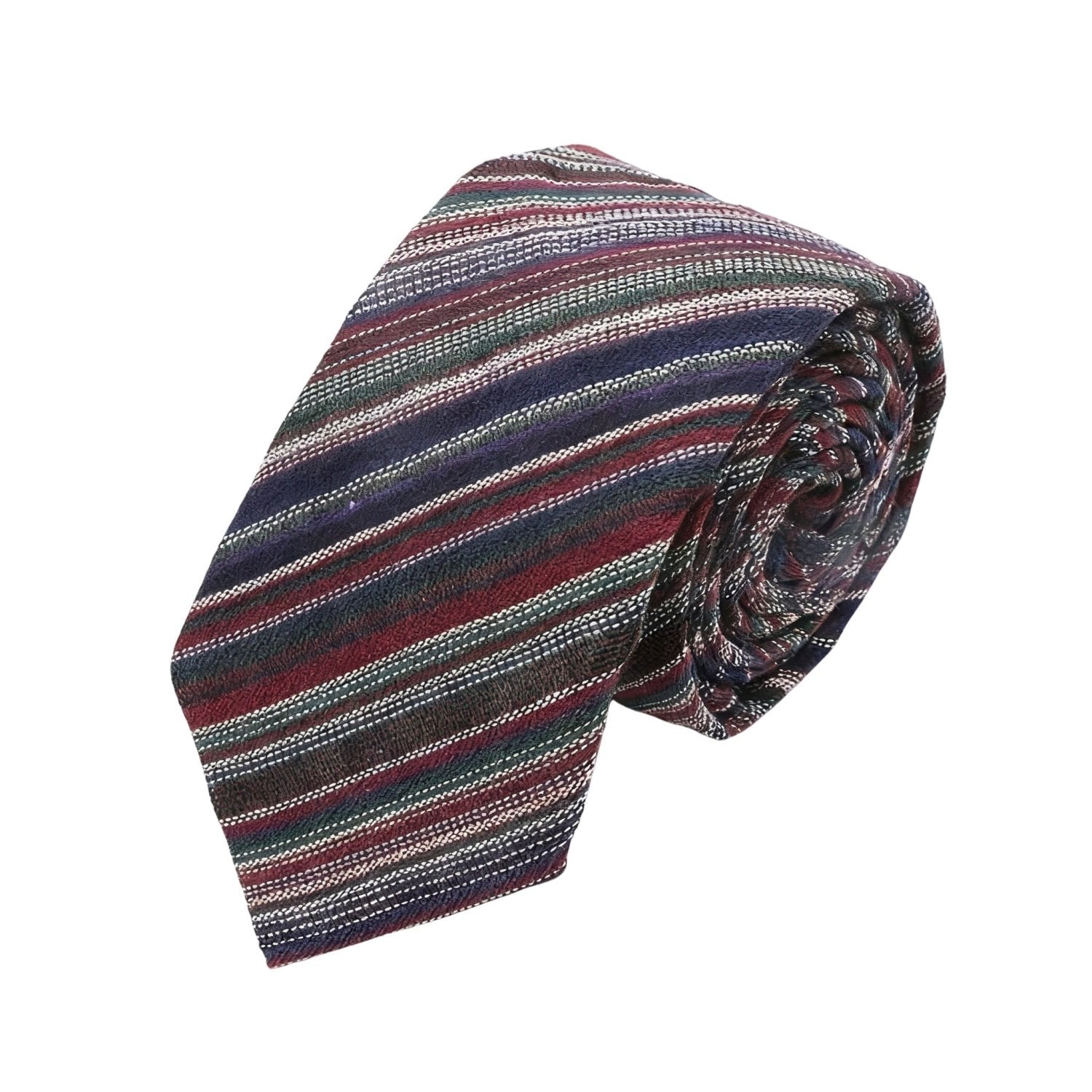 Dark Blue with Multicolor Striped Necktie