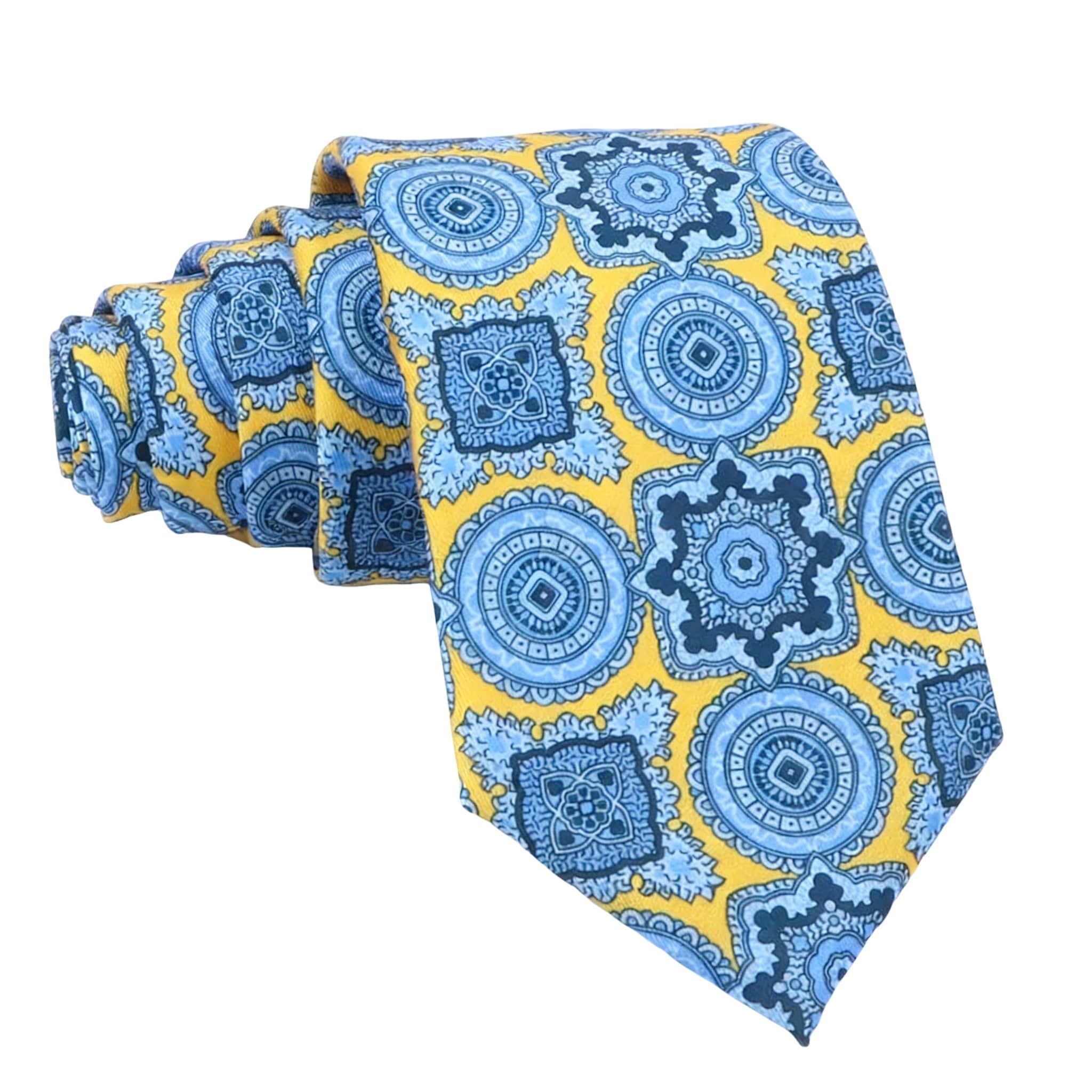 Yellow Blue Geometric Necktie