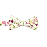 Off White Pink Floral Bowtie