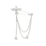 Silver White Winged Lapel Pin