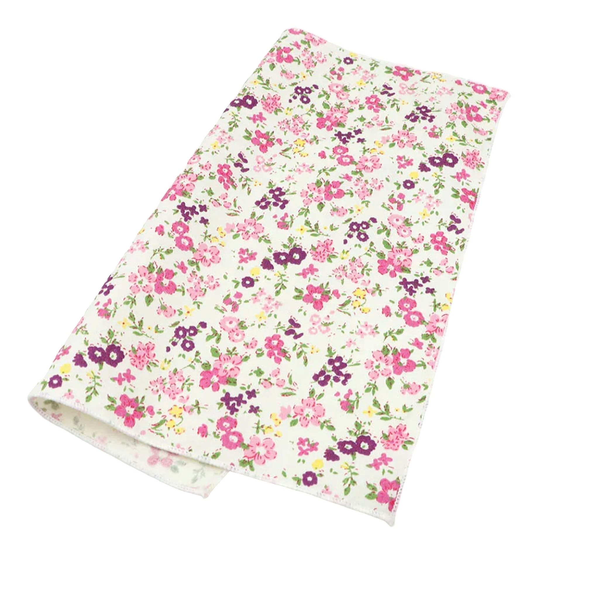 White Pink Floral Pocket Square