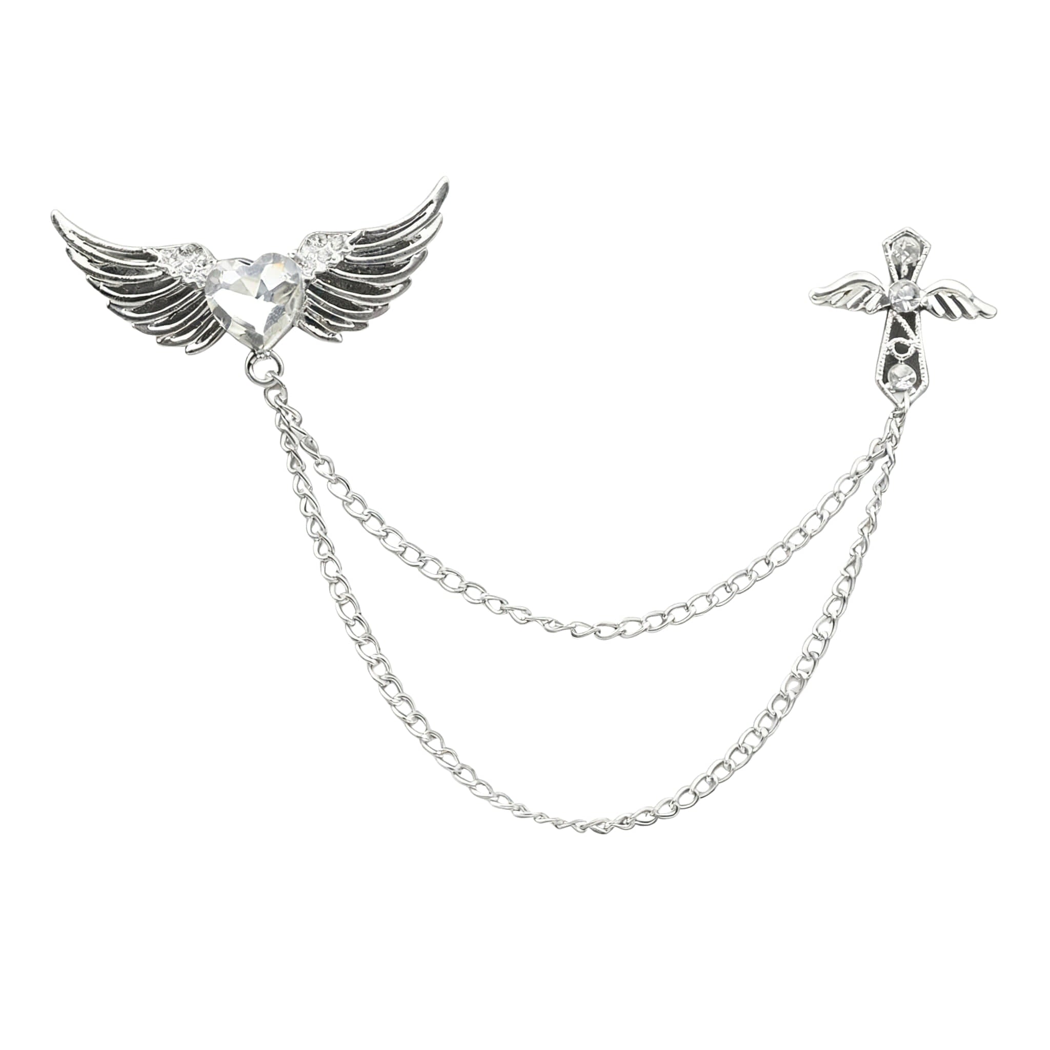 Silver White Heart Lapel Pin